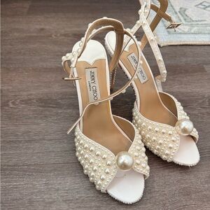Jimmy Choo Pearl-Studded Ivory Heels